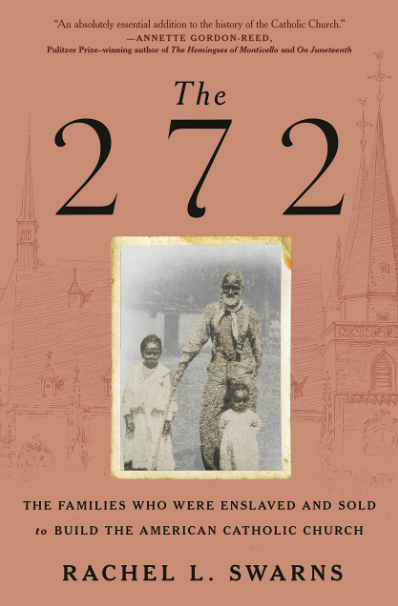 Cover of The 272, showing an old photograph of an enslaved African American family on a mauve background